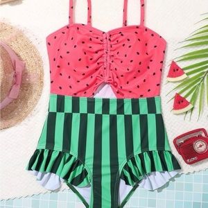 Girls one piece bathing suit watermelon